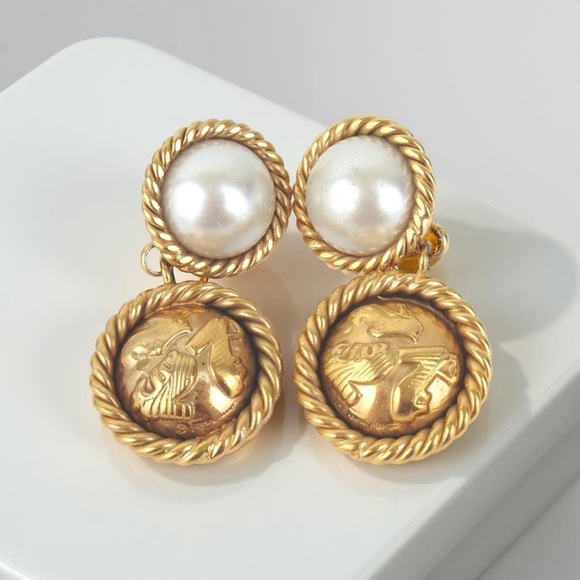 Authentic Salvatore Ferragamo Earring With Faux Pearl